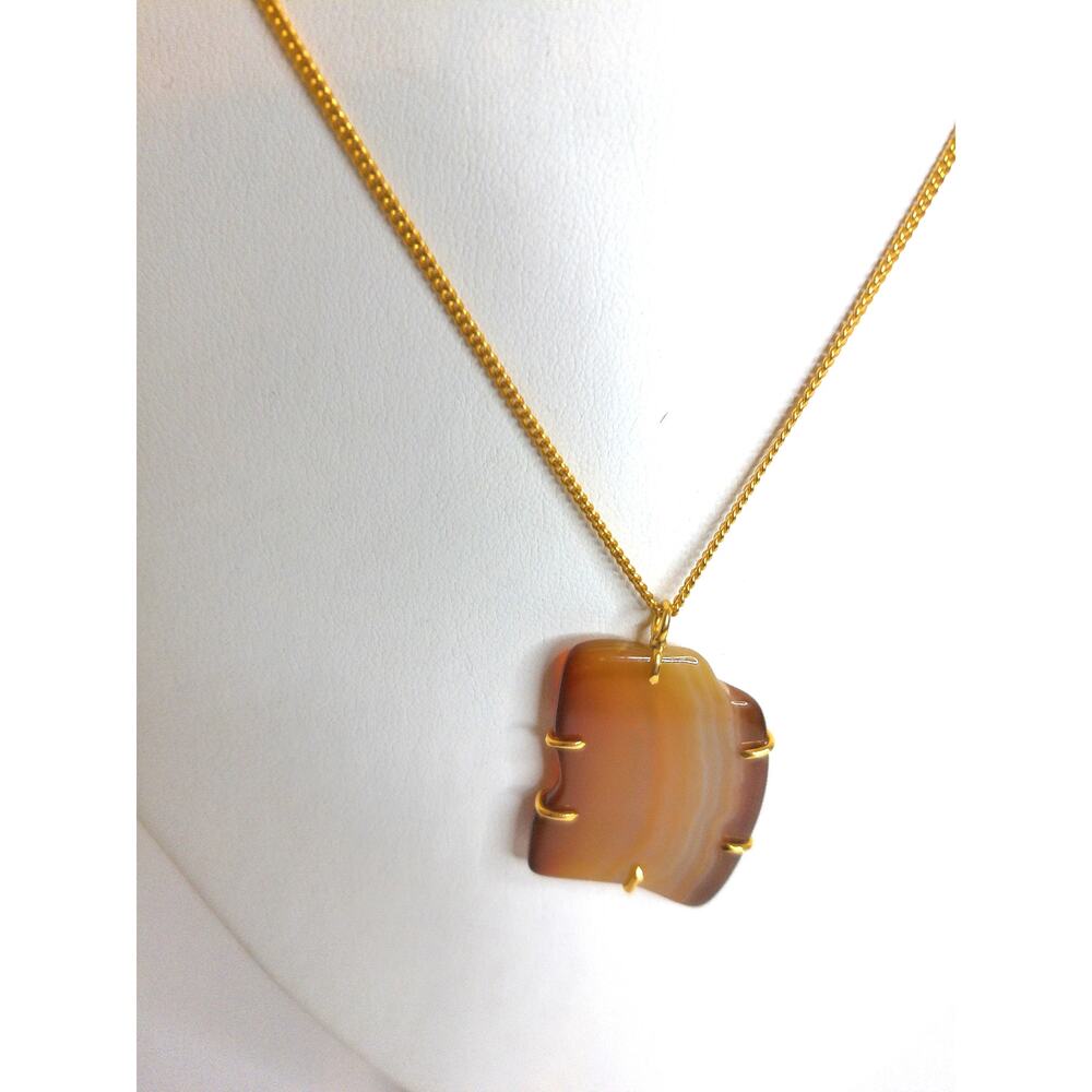 Vintage Brown Agate Pendant Choker Necklace - Picture 6 of 6
